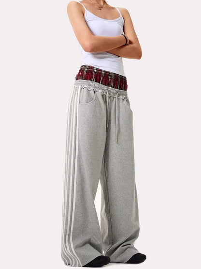 Plaid Patchwork Sweatpants - Unisex
