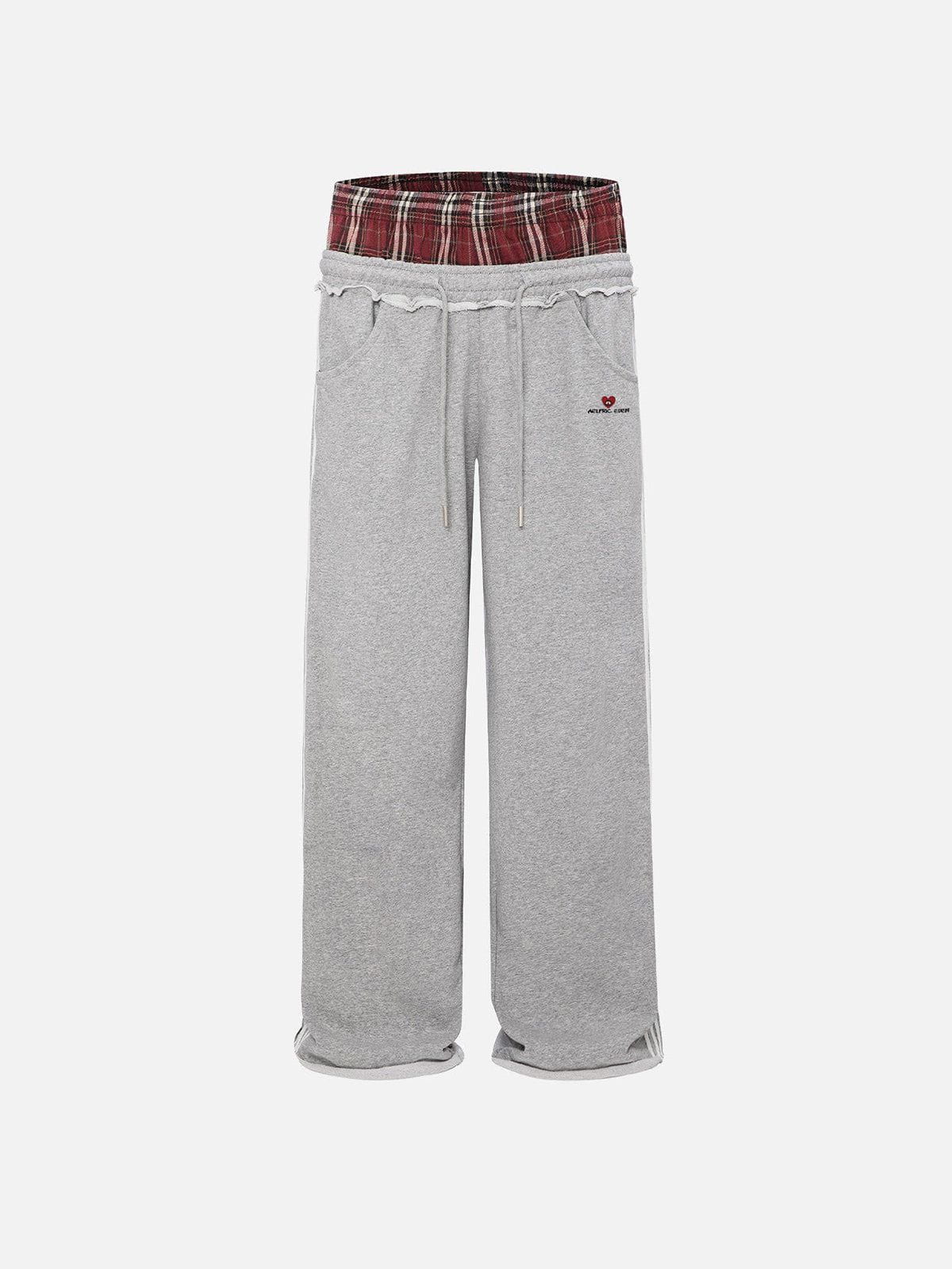 Plaid Patchwork Sweatpants - Unisex