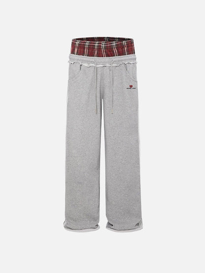 Plaid Patchwork Sweatpants - Unisex