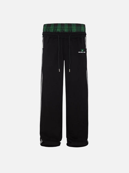 Plaid Patchwork Sweatpants - Unisex